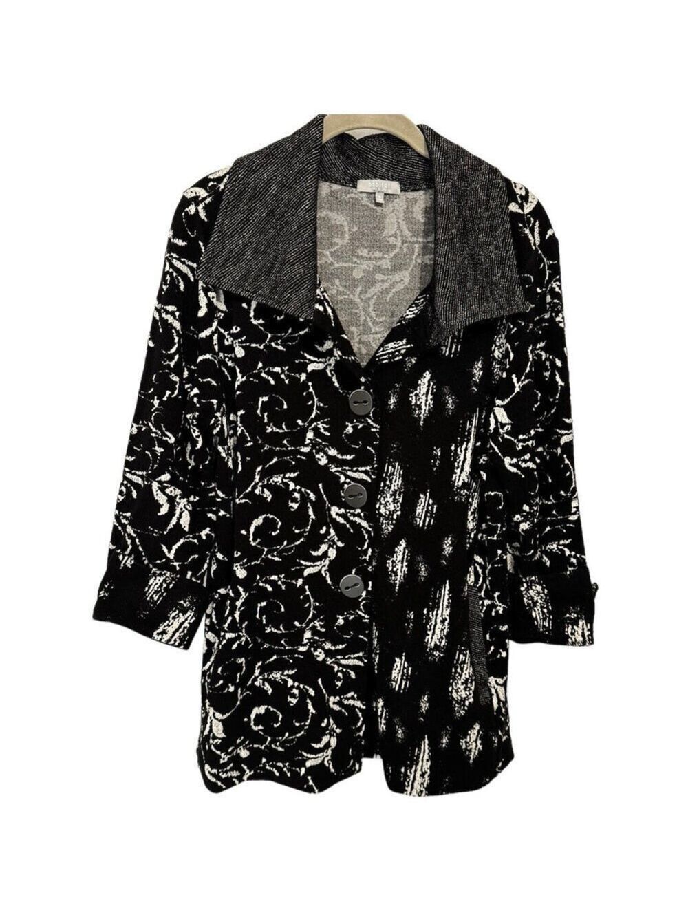 Habitat Clothes To Live In Art to Wear Lagenlook Black Knit Jacket Coat Sz M